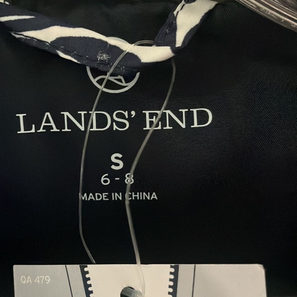 Lands' End‎ Navy & White Floral Quilted Down Puffer Vest Sz S - NWT - Picture 4 of 11